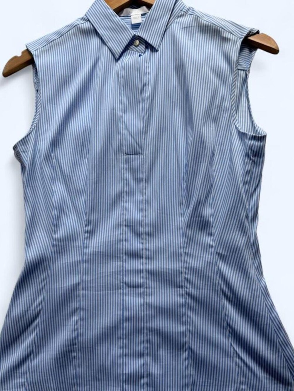 BOSS by Hugo Boss Sleeveless Blouse Blue and White Banker Stripe 2